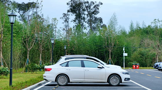 双桂湖国家湿地公园新增生态停车场。通讯员 石楚园 摄
